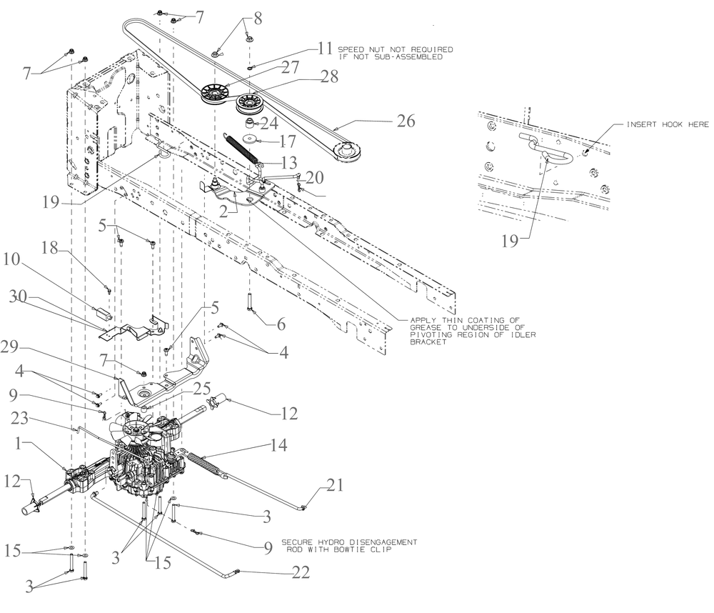 Drive Diagram and Parts List for XT2-LX46KH (13APA1TNA10)(2023) Cub Cadet Lawn Tractor